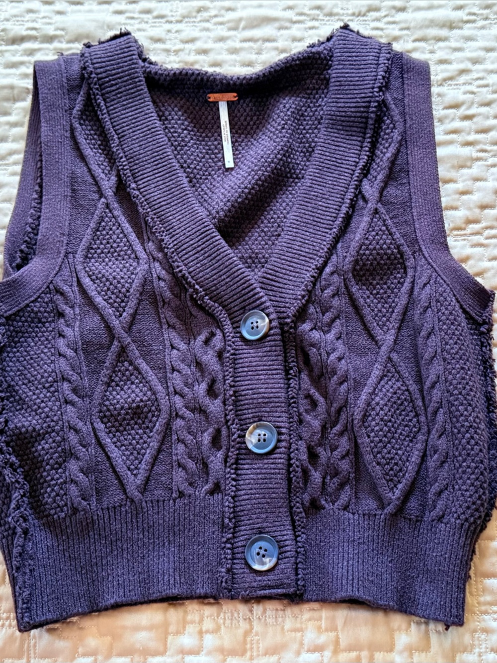 Free People Cable Knit Sweater Vest Womens S Brown Button Front Preppy
Cropped